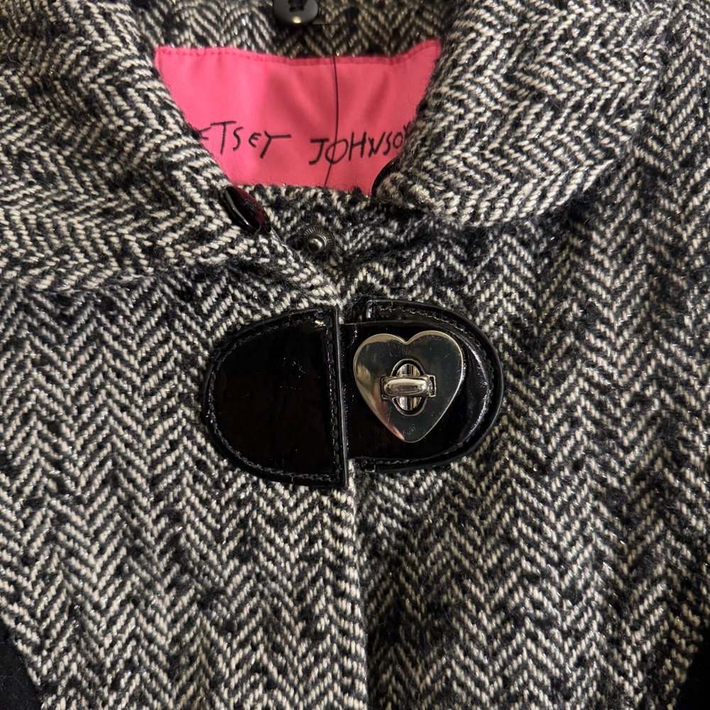 Betsey Johnson Herringbone Swing Coat Size 2 - Picture 2 of 11